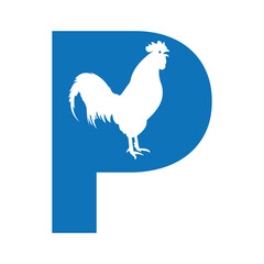 Hen logo combine with letter P vector template