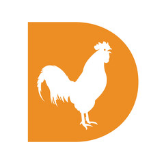 Hen logo combine with letter D vector template