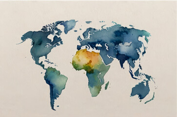 Earth Day symbol. Watercolor illustration of the globe on a white background, serving as a symbol of environmental consciousness and the global celebration of Earth Day.