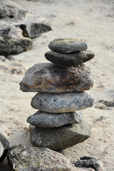 Fototapeta na wymiar Zen Beach Stones Stacked and Balancing