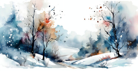 Winter wonderland watercolor art