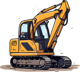 Excavator Equipment Vector Graphic with Realistic Hydraulic System