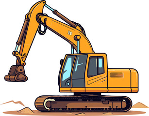 Heavy Machinery Excavator Vector Drawing with Precision Engineering