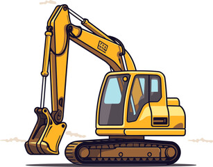 Construction Site Excavator Vehicle Vector Design for Engineering Visualization