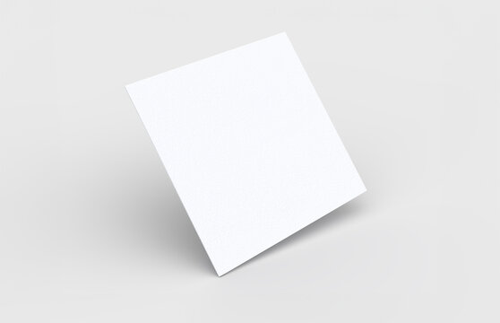 thick white square paper thank you card floating on white backdrop for mockup