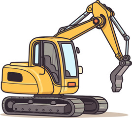 Heavy Machinery Excavator Vector Design with Fine Line Art
