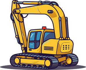 Construction Site Excavator Vector Drawing with Realistic Texture