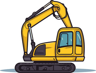 Powerful Excavator Digger Vector Graphic with Realistic Scene