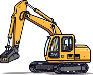 Construction Excavator Machine Vector Design in Dynamic Angle