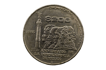 Moneda de 200 pesos mexicana 1985, 175 aniversario de la independencia de México