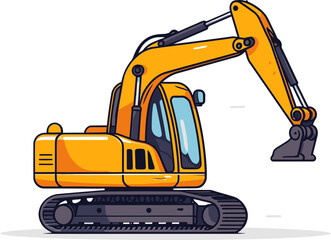 Excavator Equipment Vector Graphic in Detailed Perspective View