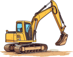 Powerful Excavator Digger Vector Graphic for Engineering Visuals