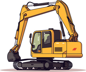 Excavator Vehicle Vector Graphic with Detailed Controls