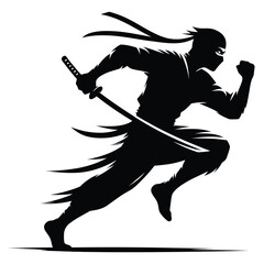 ninja silhouette illustrations on isolated background  © Jawada07