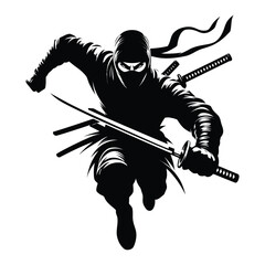 ninja silhouette illustrations on isolated background  © Jawada07