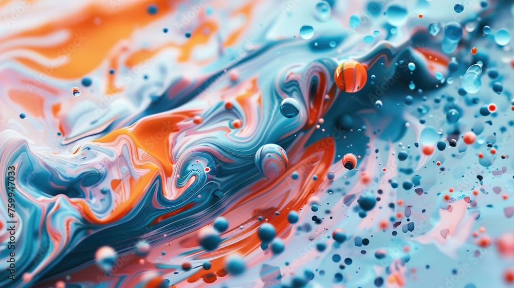 Poster a 3d abstract texture with a watercolor splatter effect, featuring random, organic shapes. uhd high 