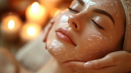 Facial Massage. A person receiving a relaxing facial massage at a spa. AI generate illustration