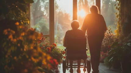 Foto op Plexiglas A caregiver assisting an elderly person. AI generate illustration © PandaStockArt