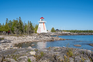South Baymouth Range Front Lighthouse, located on Manitoulin Island, Ontario, Canada, stands as a maritime sentinel, guiding ships with historical significance.