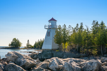 South Baymouth Range Front Lighthouse, located on Manitoulin Island, Ontario, Canada, stands as a maritime sentinel, guiding ships with historical significance.