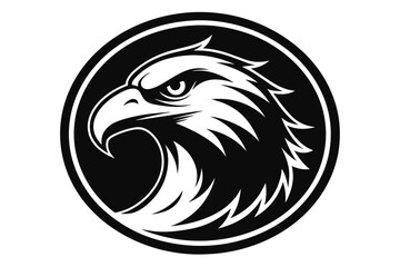 eagle head in round circle silhouette logo vector