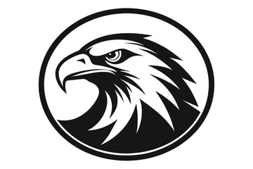 eagle head in round circle silhouette logo vector