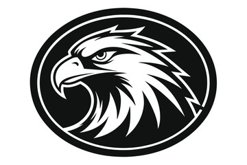 eagle head in round circle silhouette logo vector
