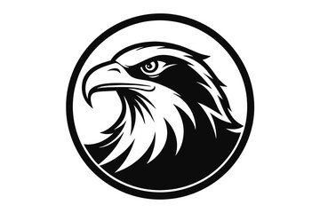 eagle head in round circle silhouette logo vector