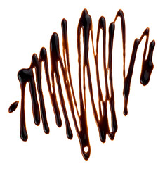 Hot melted chocolate isolated on a white background, top view. Chocolate syrup. Splashes of sweet chocolate sauce. - 759952433