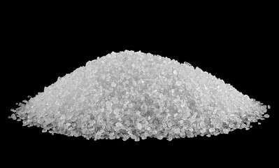 Pile of sea salt isolated on a black background. Rock salt. - 759952600