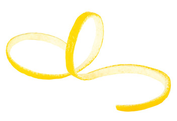 Twisted lemon peel isolated on a white background. Ripe lemon skin, healthy food. - 759952629