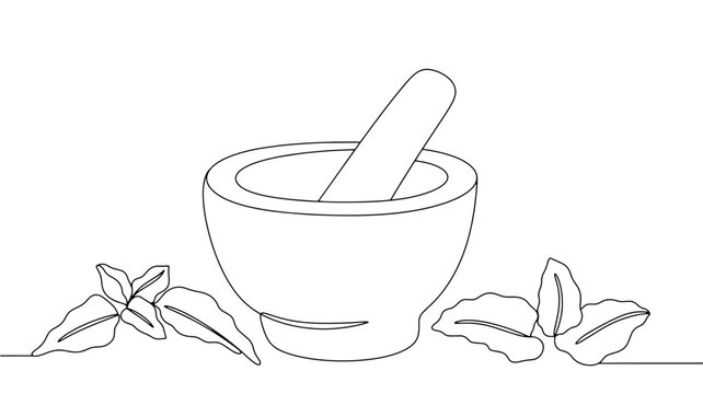 recommend clip art: Mortar and medicinal herbs