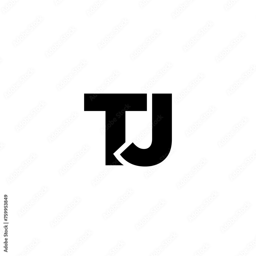 Poster letter t and j, tj logo design template. minimal monogram initial based logotype.
