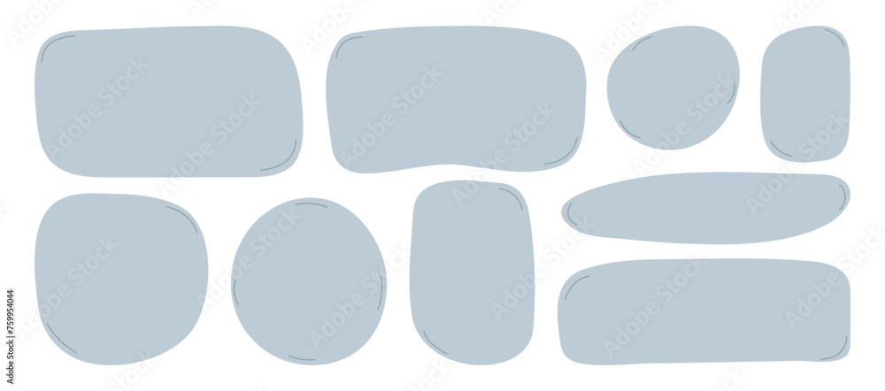 Poster empty text box circles rectangles and squares isolated on white background. doodle blue textbox set.