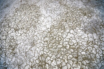 Close up of the cracked soil in Makgadikgadi salt pans, Botswana, Africa.