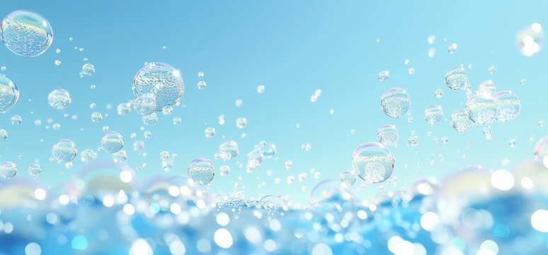 Numerous bubbles of various sizes floating freely in the air.