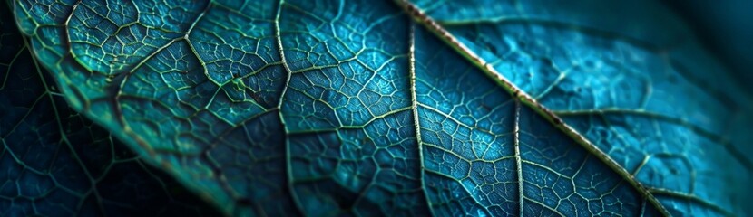 Detailed close-up of a vibrant green leaf, showing intricate veins and a smooth texture. - obrazy, fototapety, plakaty
