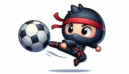 Agile Ninja Character Playing Soccer with Dynamic Pose