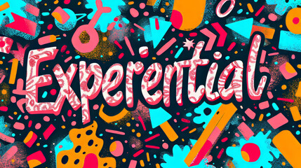 A vibrant, colorful image featuring the word "Experiential" on a single-colored background.