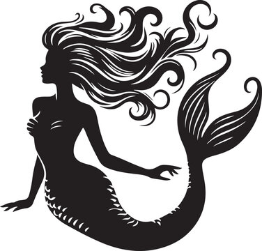 Silhouette of mermaid vector illustration 