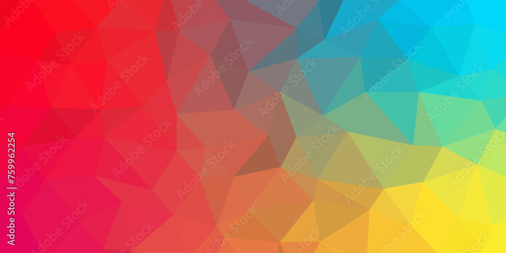 Poster Neon abstract background. Geometric shapes Design cells. Digital line grid background with polygonal geometric seamless pattern texture. Colorful gradient mosaic background.	
