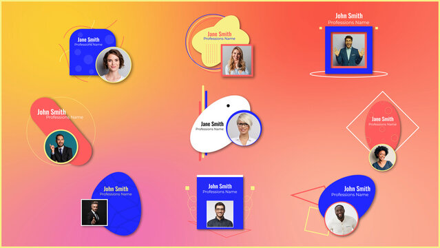 Demonstration of a person's profile in the original color form with indication of his name and position