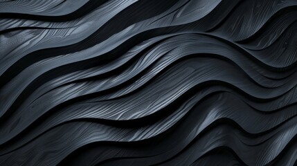 Fototapeta premium Detailed close-up view of a black wall with undulating wavy lines creating a visually intriguing pattern.