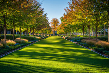 Scenic Park Pathway Through Autumn Trees