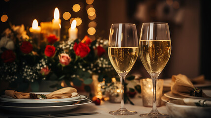 glasses of champagne on the table