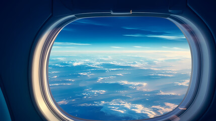 Fototapeta premium Airplane windows provide unique views of the sky and clouds