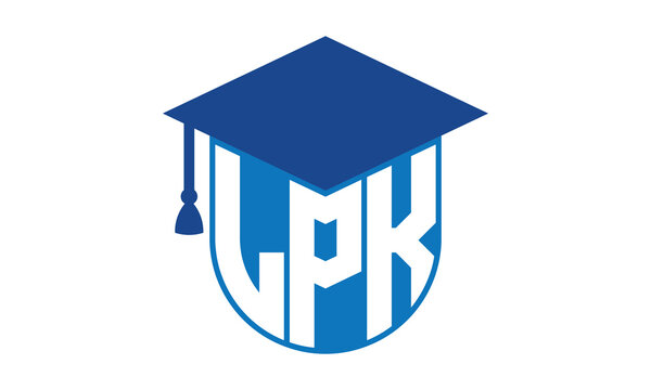LPK initial letter academic logo design vector template. school college logo, university logo, graduation cap logo, institute logo, educational logo, library logo, teaching logo, book shop, varsity	
