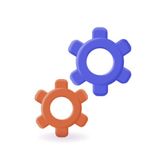 Gear icon. Teamwork concept. Technical support icon, isolated cogwheel on white background. Cartoon vector 3d - 759965695