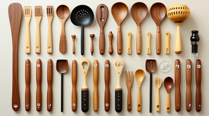 a row of wooden spoons
