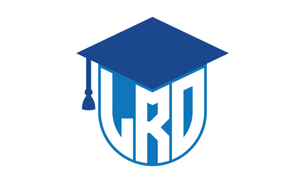 LRO initial letter academic logo design vector template. school college logo, university logo, graduation cap logo, institute logo, educational logo, library logo, teaching logo, book shop, varsity	
